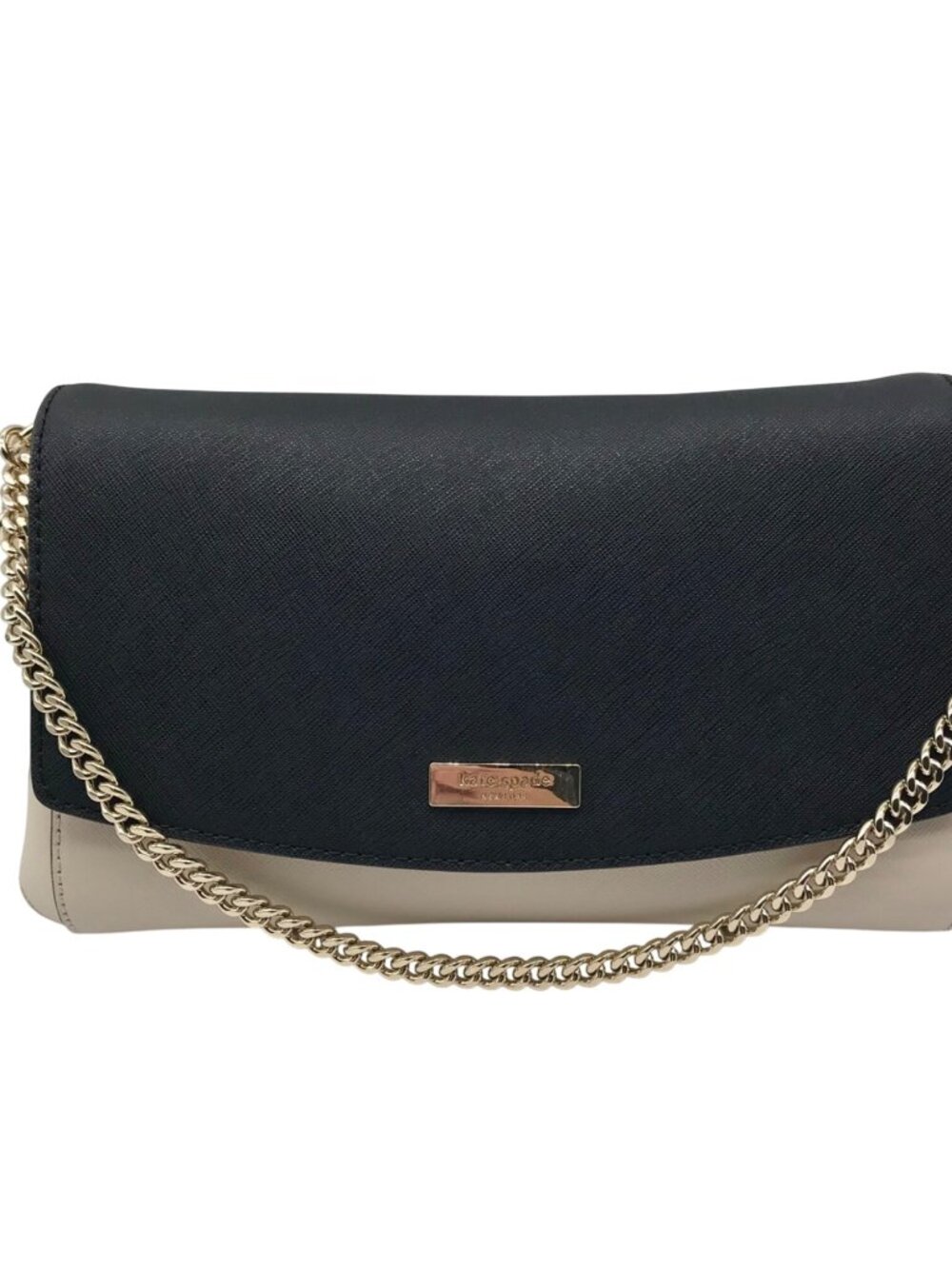 Kate Spade Black and Cream Saffiano Leather Laurel Way Greer Crossbody Bag